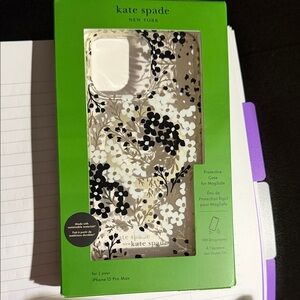 Kate Spade Black and White Floral Case for iPhone 15 Pro Max